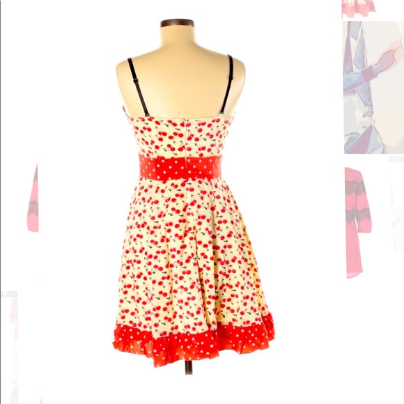 🍒 Sourpuss Cherry Darling Polka Dot Sweetheart Neckline Summer Dress (M) 🍒 - Picture 2 of 6
